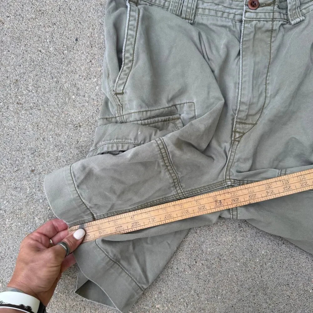 Y2K Polo Ralph Lauren Khaki Tan Olive Paratrooper Cargo Shorts Size 34